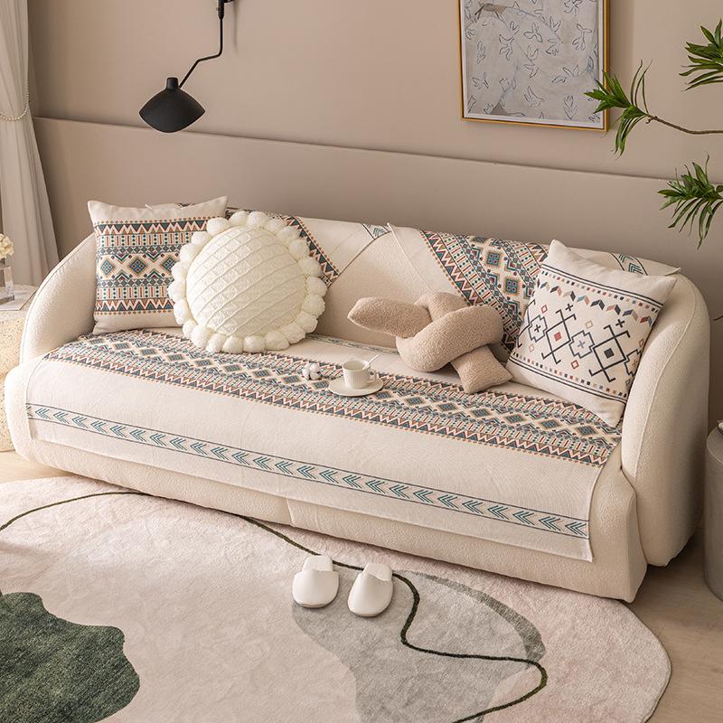Cotton and Linen Sofa Cushion Four Seasons Universal Bohemian Ethnic Ins Style Backrest Towel Cover Cloth Non-Slip Sofa Cover Towel