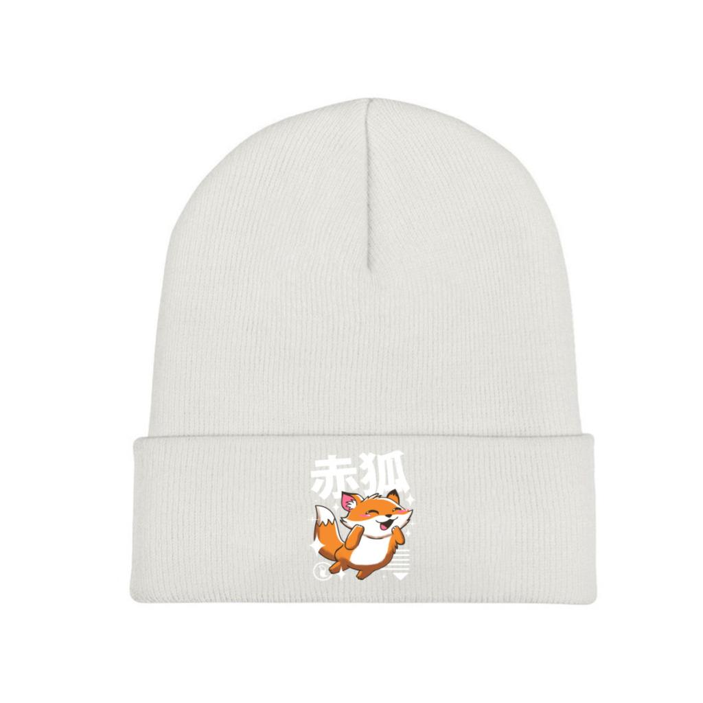 Kawaii Fox Knitted Hat Women's Unisex's Beanie Winter Hat  Warm Melon Cap