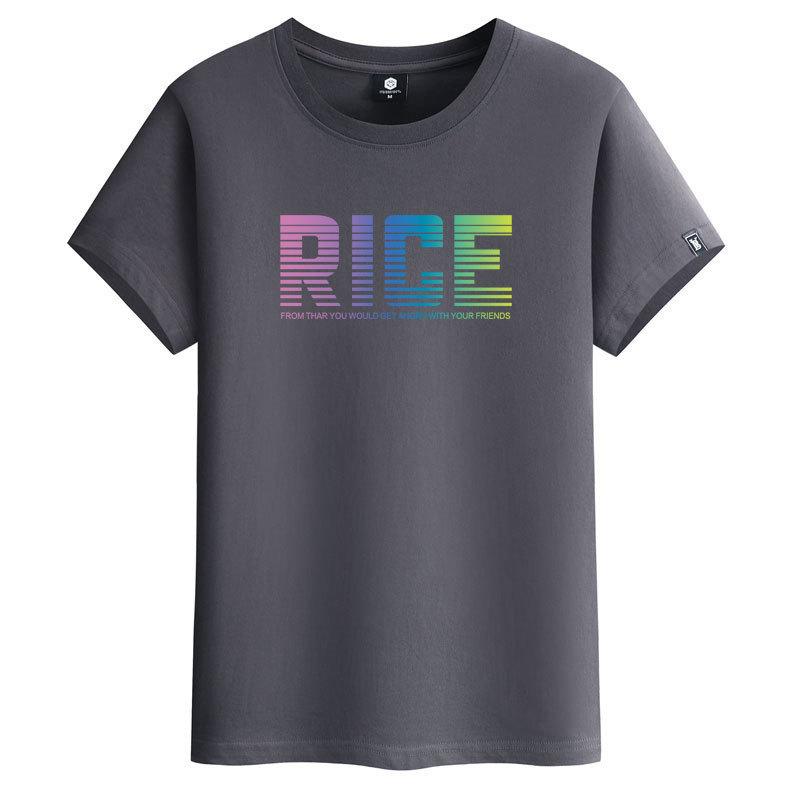 

QICED Летняя футболка с короткими рукавами, мужская футболка с круглым вырезом и трендовым низом XXXXXXL серый