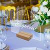 Acrylic Table Sign Holder with Wooden Base 10pcs Blank Clear Wedding Sign Number Place Card Holder Display Stand for Bar