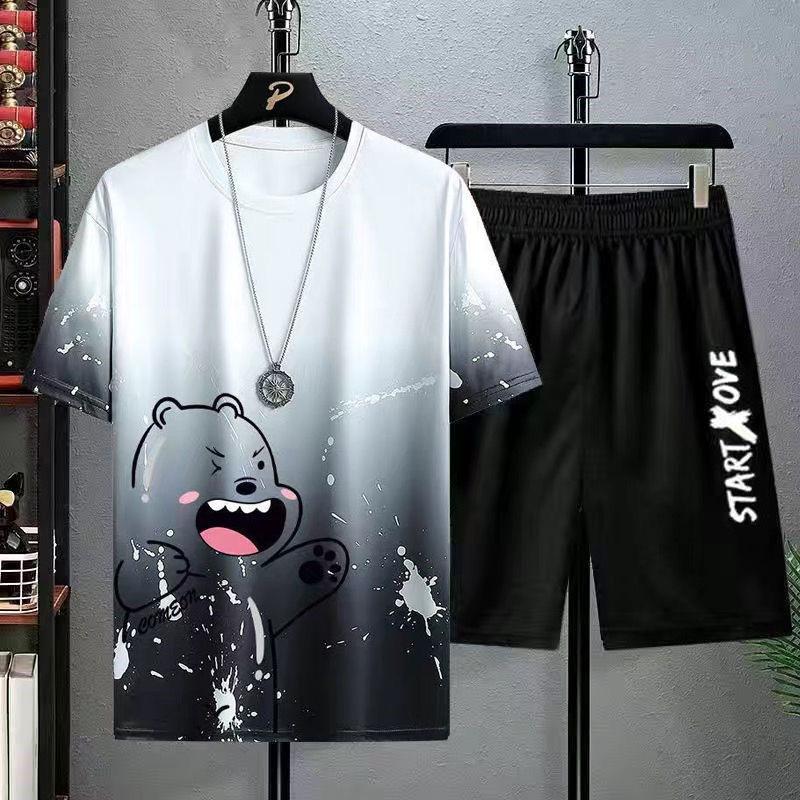 Men's Summer Quick-Dry Ice Silk T-Shirt & Shorts Set