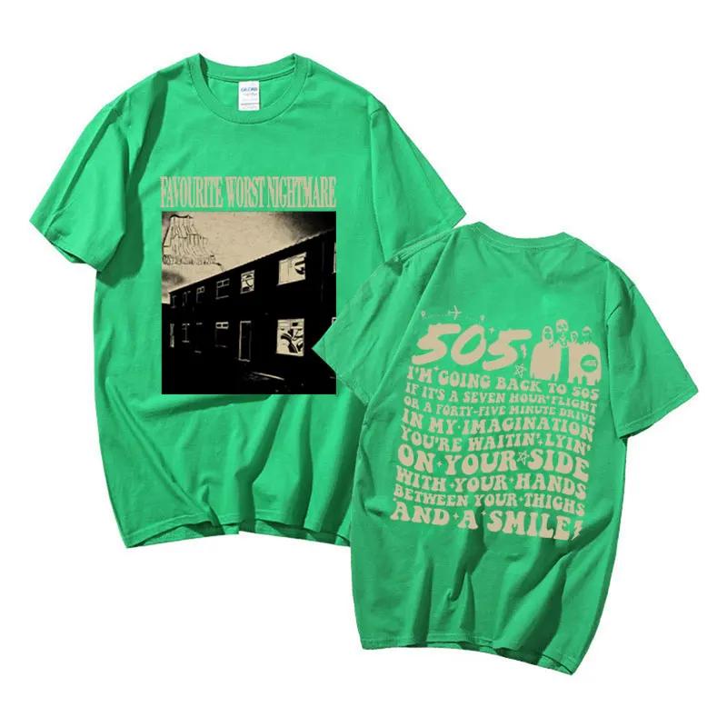 Vintage Favourite Worst Nightmare T Shirt Arctic Monkeys 505 Lyrics Print Tee Shirt for Men Women Hip Hop Punk Oversized T-shirt