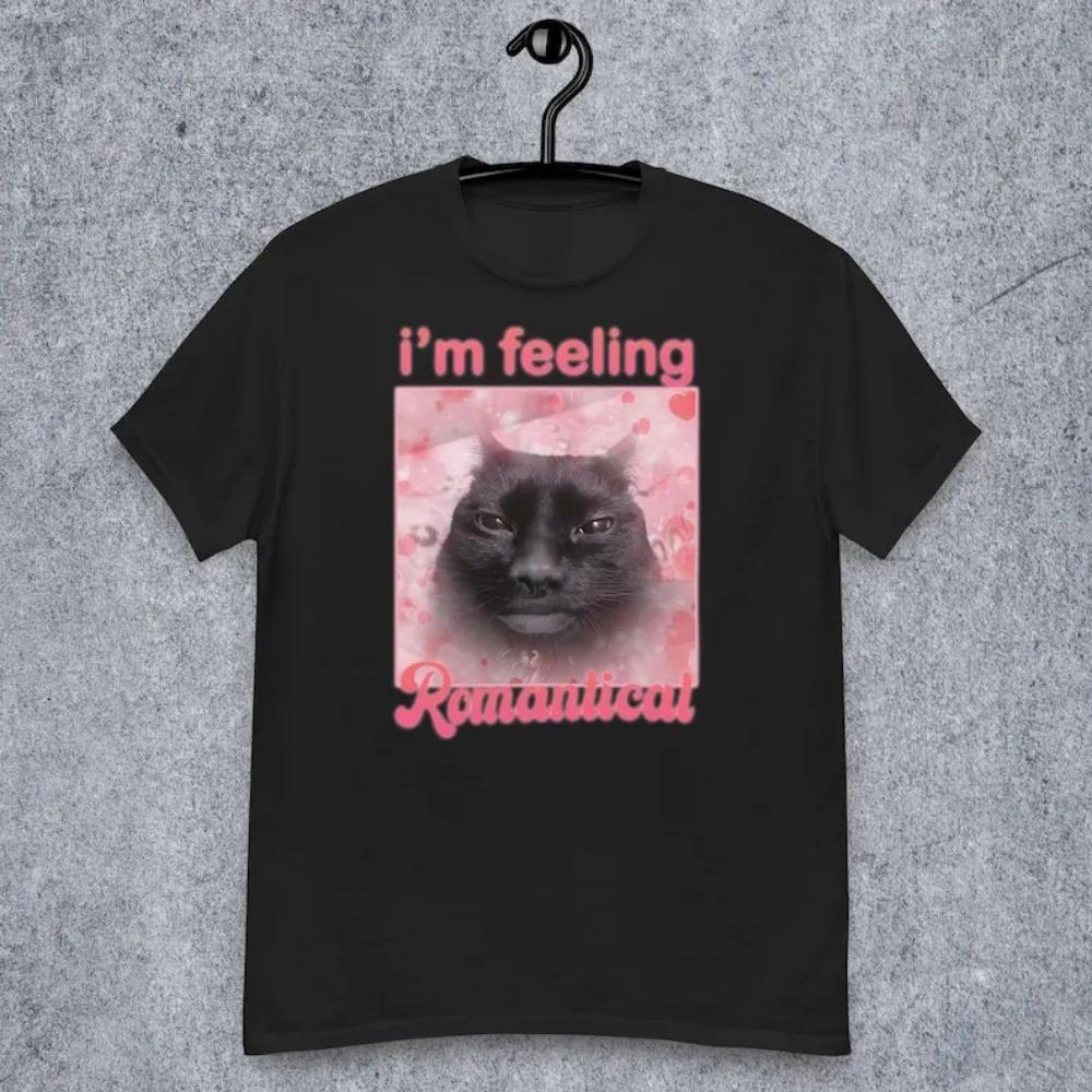 

Я чувствую себя романтичным Смешная футболка с принтом кота Летняя футболка Подарок для женщины Футболка с проклятыми котами Глупые шуточные подарки Dank футболка M