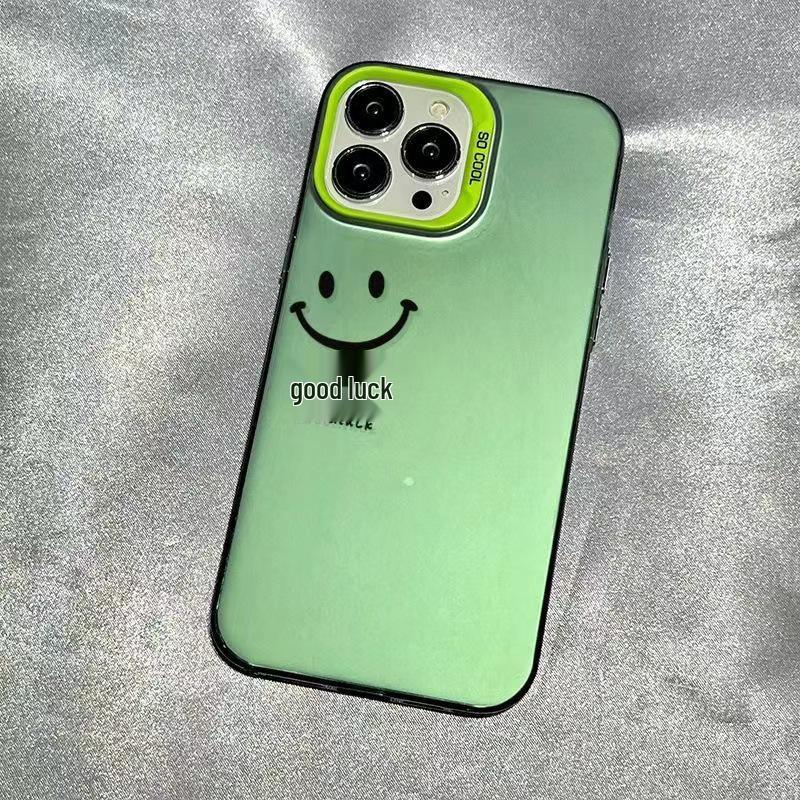 Good Luck Smiling Face Silver Phone Case for Apple iPhone 17/16/15/14/13/12 Pro Max