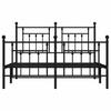vidaXL Bed Frame with Headboard and Footboard Metal Black 140x190 Cm