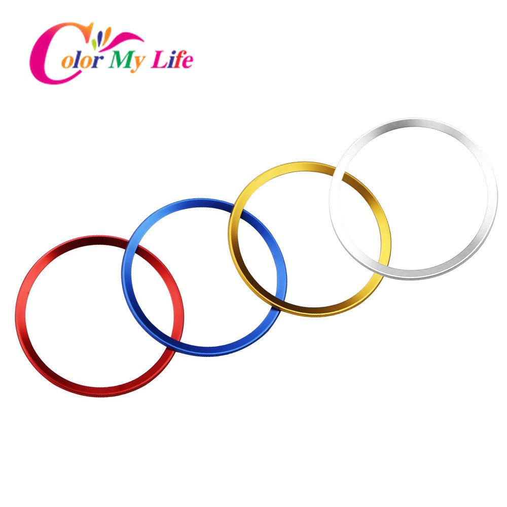 Color My Life Aluminum Alloy Car Steering Wheel Ring Stickers Decals Fit for A3 A4 Q3 Q5 A5 A6 Automobiles