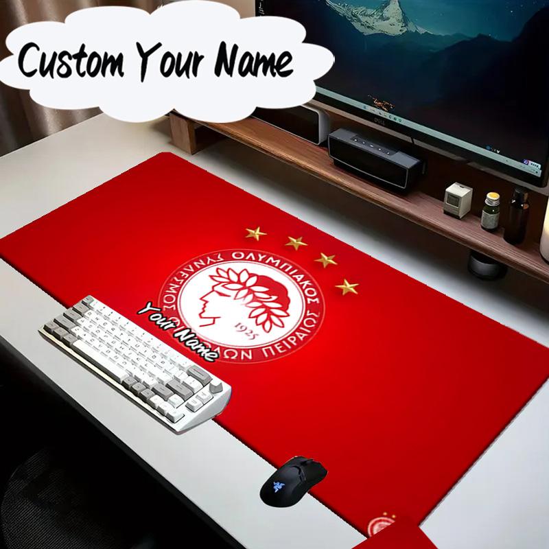 Custom Name Mouse Pad Olympiacos Fc Team Crest Mouse Pad Desk Mat, Non-Slip Rubber Backer Pad For Computer Notebook Gaming Mouse Pad Birthday Gift