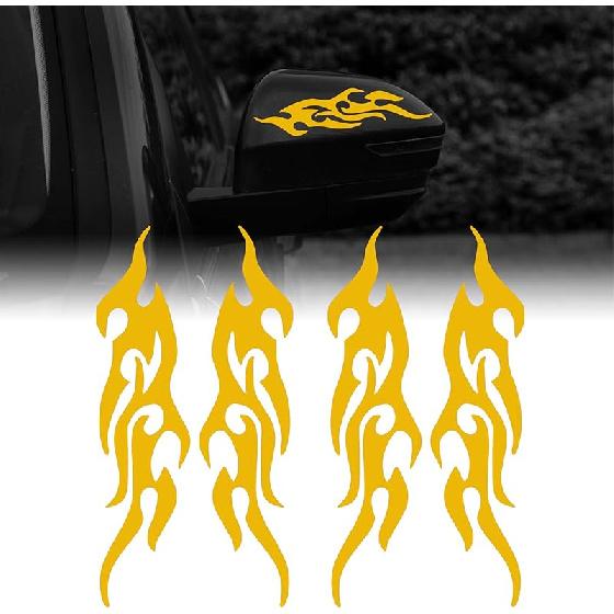 TOMALL 4 Pcs 19cm Flame Reflective Sticker for Car Flame Racing Sports Stripe Decal for Golf Cart Vinyl Waterproof Decal Decoration for Car Body Side жёлтый