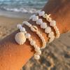 Bohemian Starfish Shell Charm Bracelets for Women Beach Scallops Imitation Pearl Beaded Bangle Summer Vacation Party Jewelry