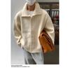 Men's Plus Size Winter Thickened Solid Color Knit Sweater Warm Knit Sweater Retro Casual Sweater