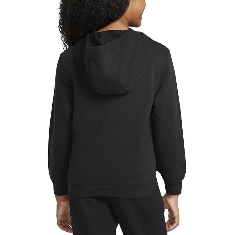 Nike Sportswear Club Fleece Hooded Fashion Versatile Sweatshirt Kids Sweatshirts Black HQ0977-010
