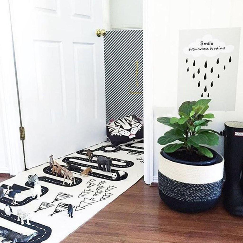 Black Baby Print Play Mats Game Pad Fashion Carpet Mat Floor Creeping Kids Props