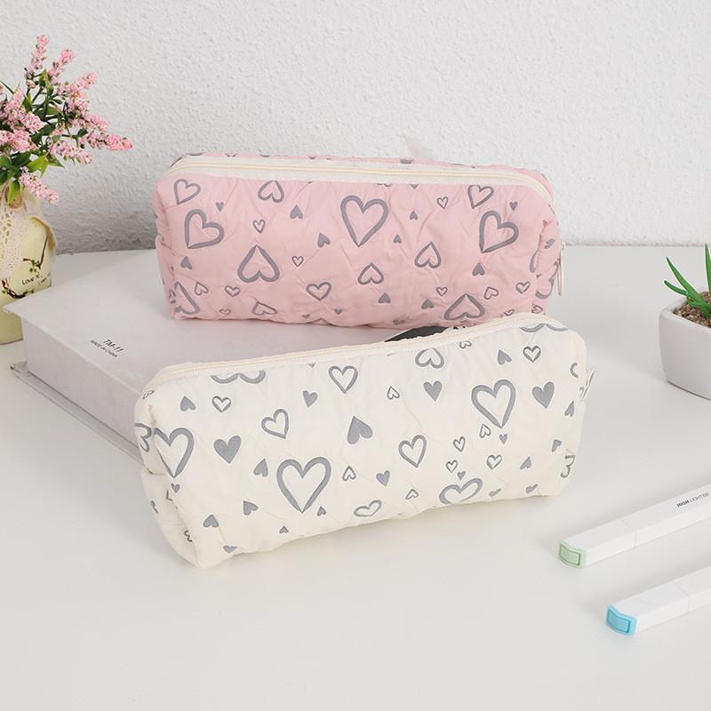 Cute Heartshaped Pencil Case With Large Capacity For Students And Office Use
