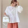Spring and Autumn Women's Shirt Design Sense Solid Color Loose Irregular Pure Cotton Women's Shirt
