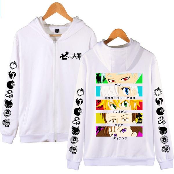 Anime The Seven Deadly Sins Meliodas Elizabeth Ban Graphic Hooded Men Women Manga Zipper Hoodies Harajuku Sweatshirt Zip Jacket