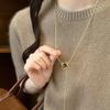 Winter and Autumn Vintage Tiger-eye Stone Heart-shaped Flower Pendant Pull Necklace for Elegant Women's Sweater Chain