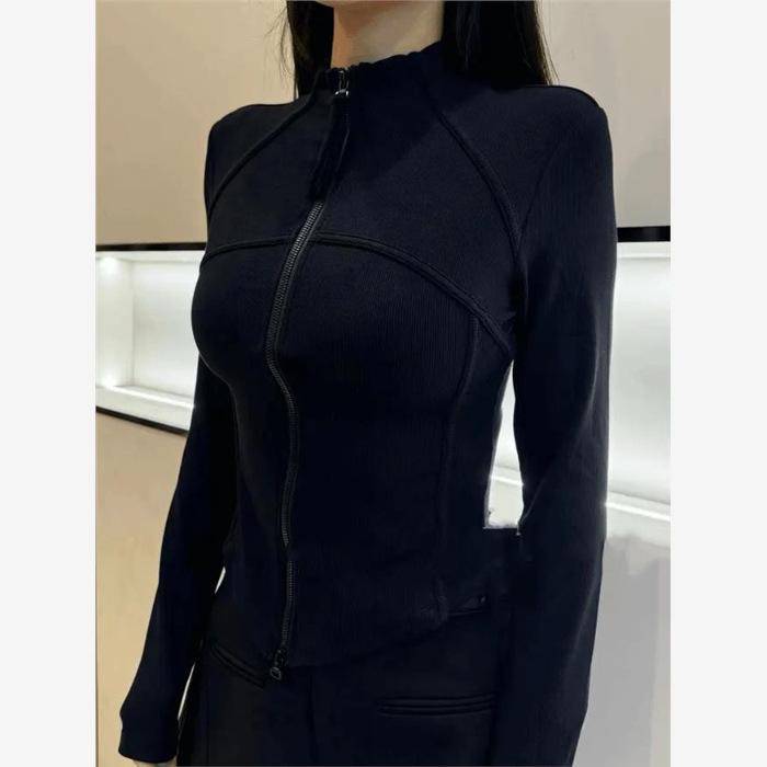 Sporty Slim-Fit Women's Cardigan Jacket - 2025 Autumn Korean Style Trendy Top