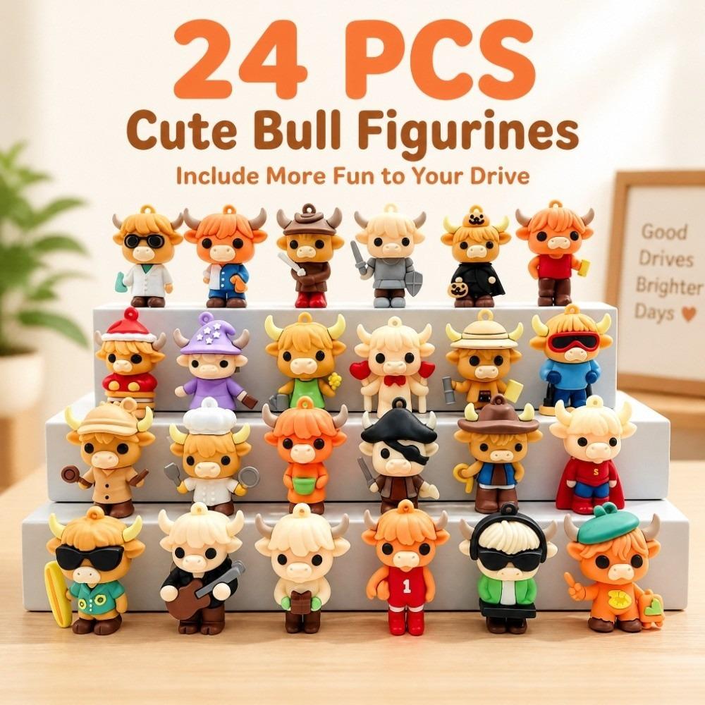Cute Cow Doll Ugly-cute Car Ornament Ornament Grass Cow Figure Desktop