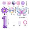 Purple Butterfly Flower Balloon Set for Girl's First Birthday Party Decor