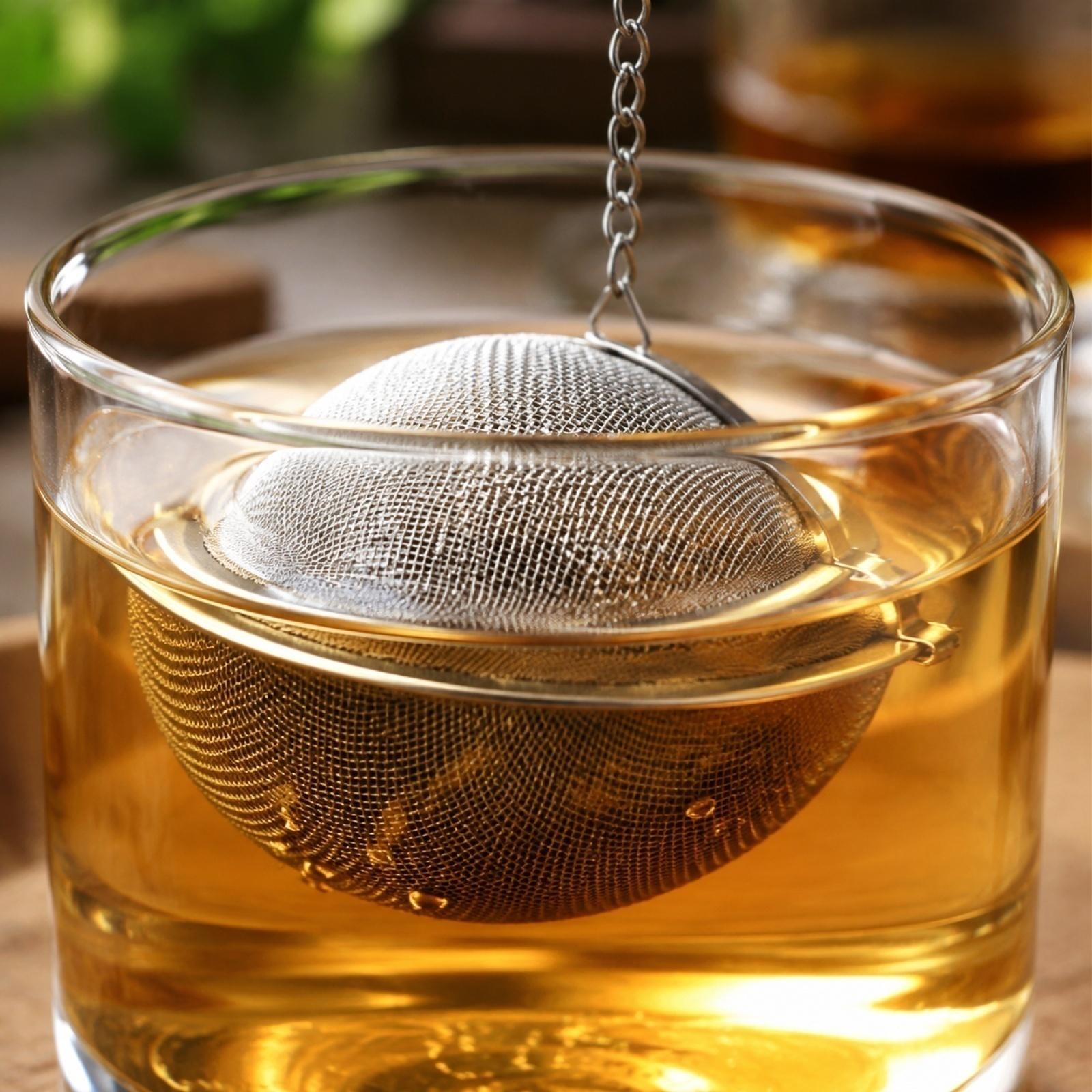 

Stainless Steel Tea Infuser Ball Fine Mesh Tea Strainer with Chain for Loose Leaf Tea Brewing Kitchen Accessory One Size срібний