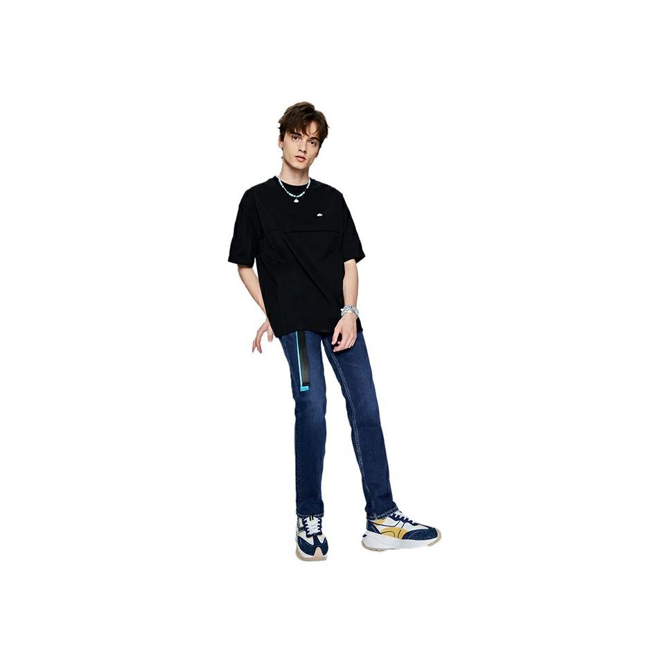 Lee Solid Color Crew Neck Pullover T-Shirt Men tops Black LMT0045084DR00FK11000