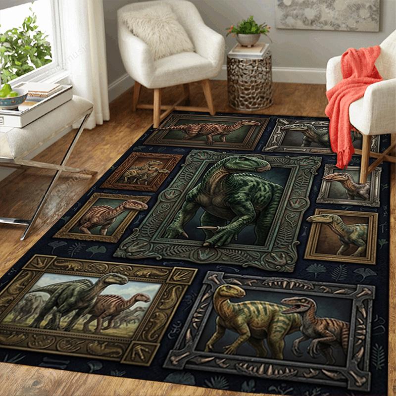 Fossil Frame Dinosaurs Pattern Rug Floor Mat for Living Room or Bedroom Soft and Comfortable Carpet a Gift for Birthday and Holiday.