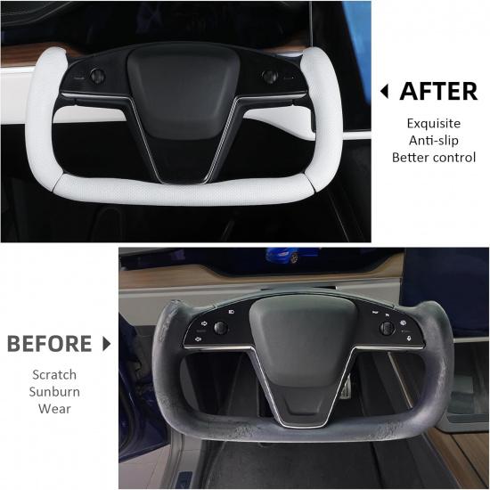 Steering Wheel Cover For Tesla Yoke Steering Wheel Cover Zied For Tesla Model S -Present/Model X -Present Accessories,Anti-Slip,Comfortable