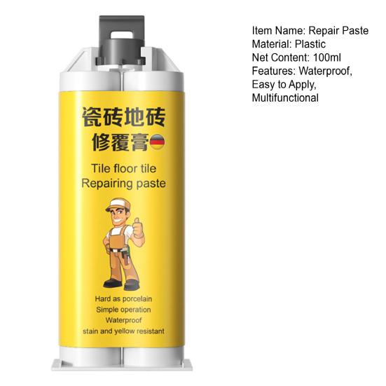 100ML Tile Repair Paste Waterproof Multifunctional Quartz Countertop Marble Granite Ceramic Glaze Surface Cracked Tile Chipped Edges Corners Repair