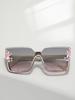 1 pair of casual large frame cut edge square diamond-encrusted ladies fashion sunglasses outdoor street pography glasses