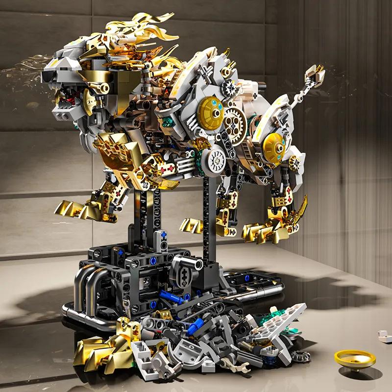 Mechanical Lion Animal Model Assembling Building Blocks Children's Educational Birthday Toys,29.5*23*15.5 Cm