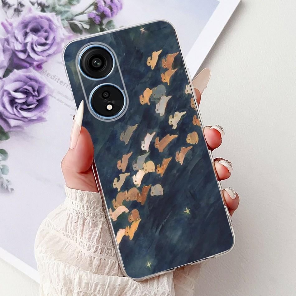 For Oppo Reno8 T Phone Case Reno 8T 5G 4G CPH2481 CPH2505 Elegant Floral Cat Soft Silicone Transparent TPU Lightweight Cases