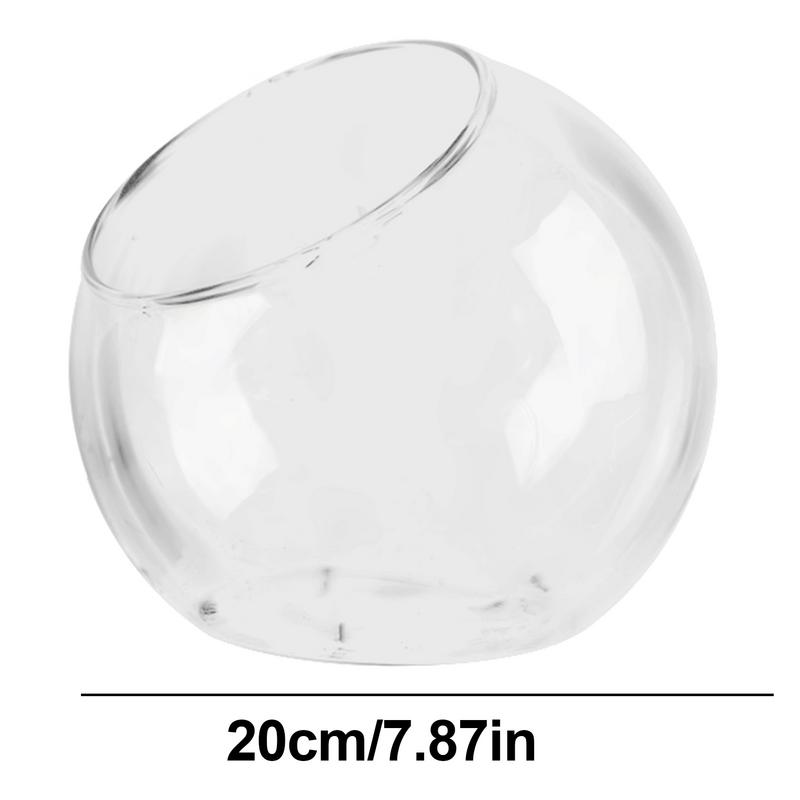 Plant Mini Glass Container Oblique Round Glass Container Oblique Glass Container Vase Plant Stand Fish Tank