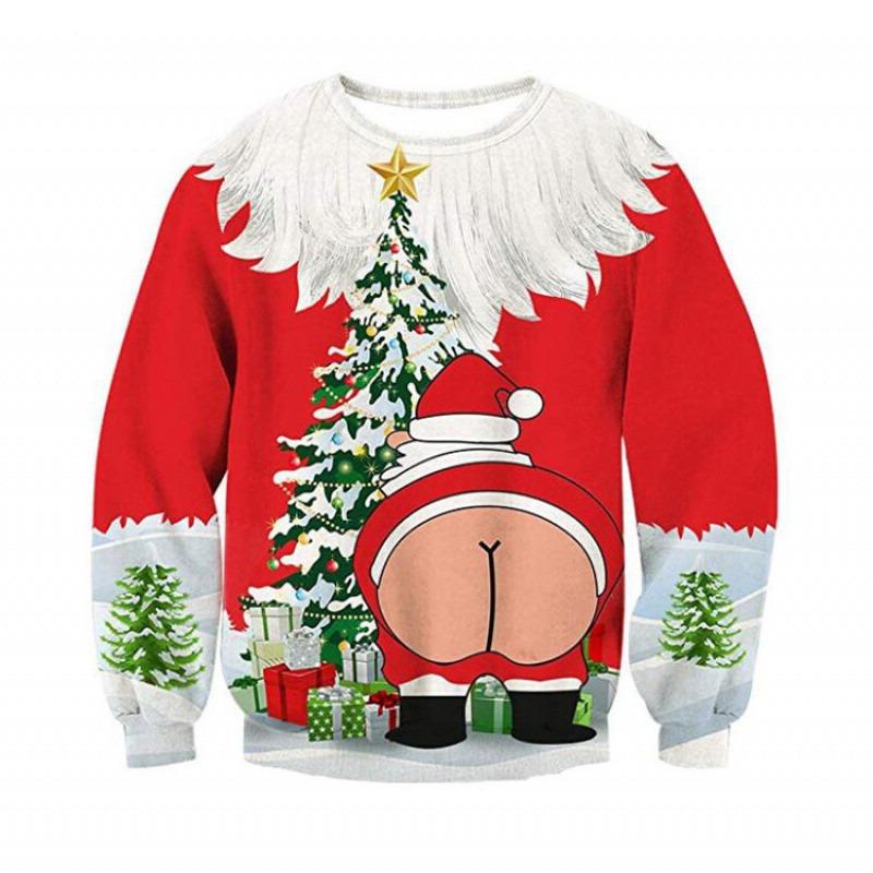 Autumn and winter new Christmas loose personality round neck digital printing sweater men's and women's sweaters
