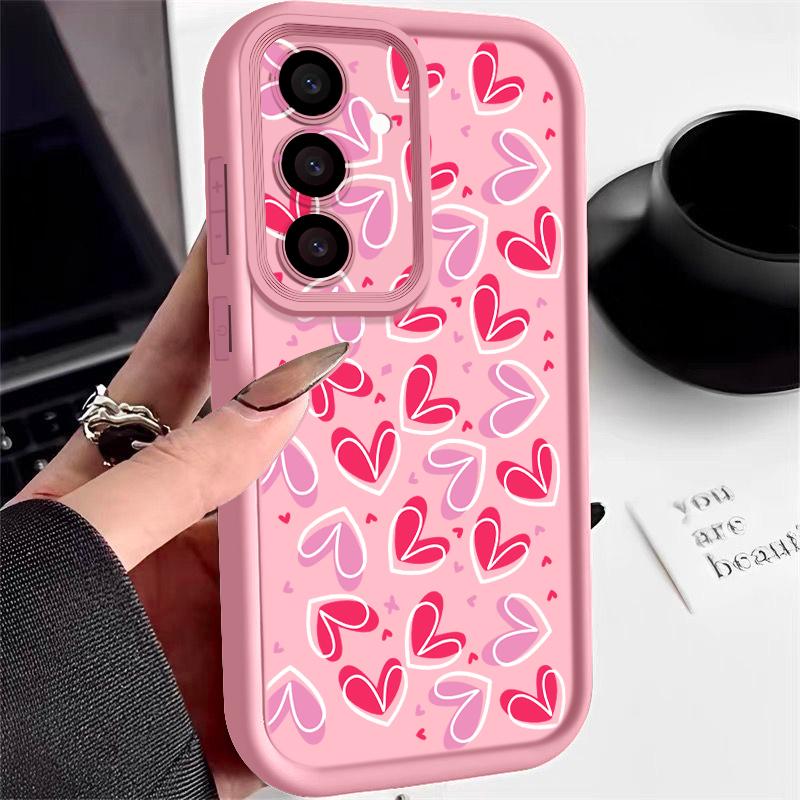 Candy Color Love Hearts Case For Samsung S26 S25 Ultra S24 S23 S22 Plus S21 FE A54 A15 A35 A55 A16 A36 A56 A17 A27 A37 A57 Shockproof Bumper Cover