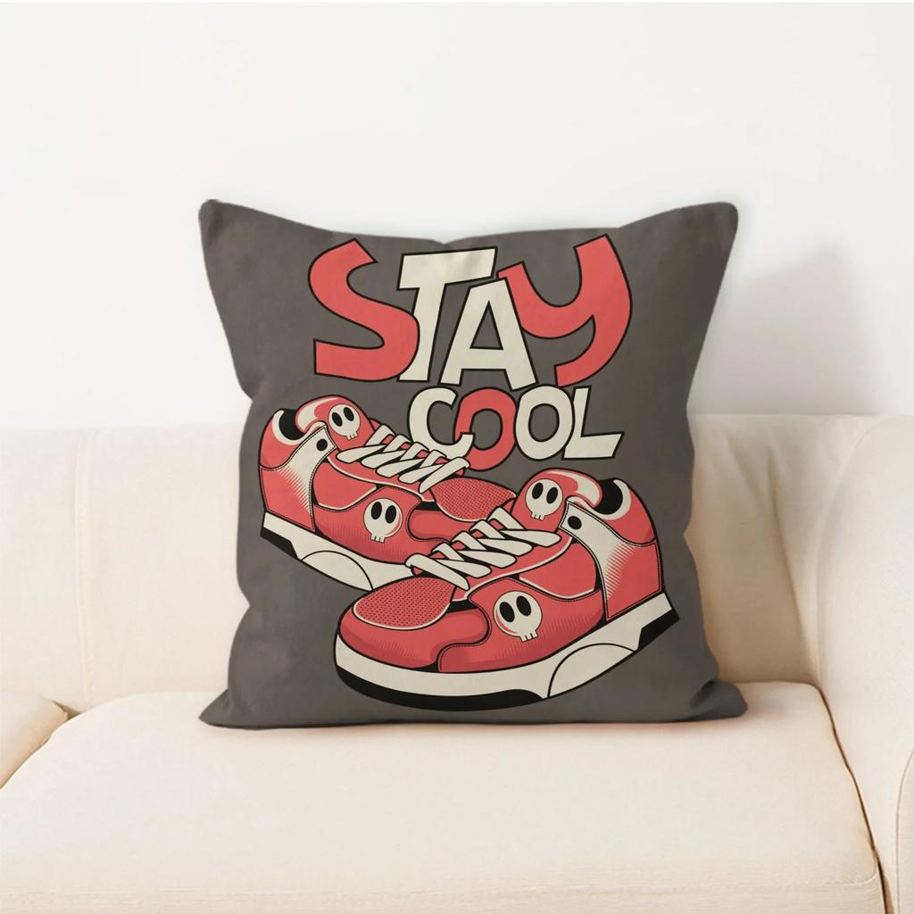 Einfache Heimdekoration Kissen Quadratische Auto Rückenlehne Cartoon Buchstaben Kissen Trendiger Kissenbezug
