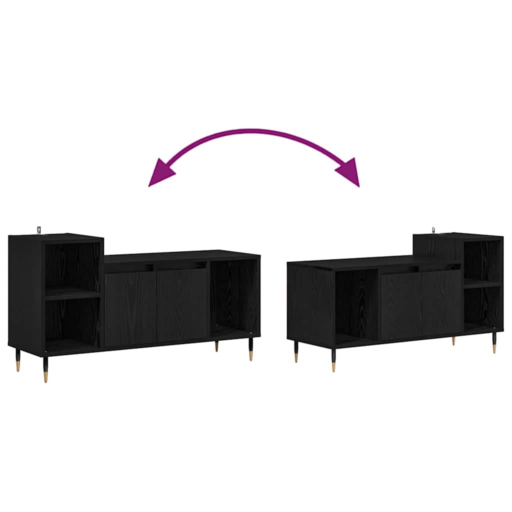 TV Stand Black Oak Effect 100 x 35 x 55 cm Particleboard