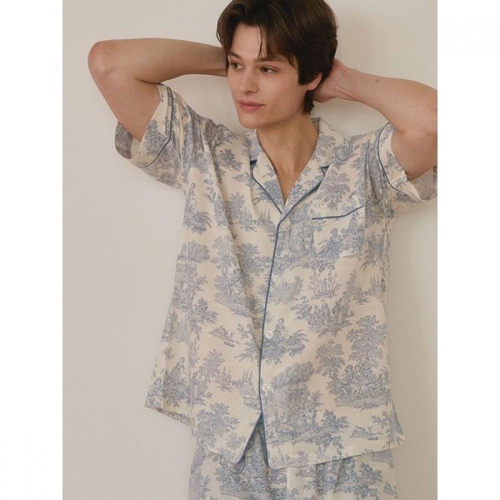 Lunaluz Men S Short Sleeve Collar Pajama Set Elize