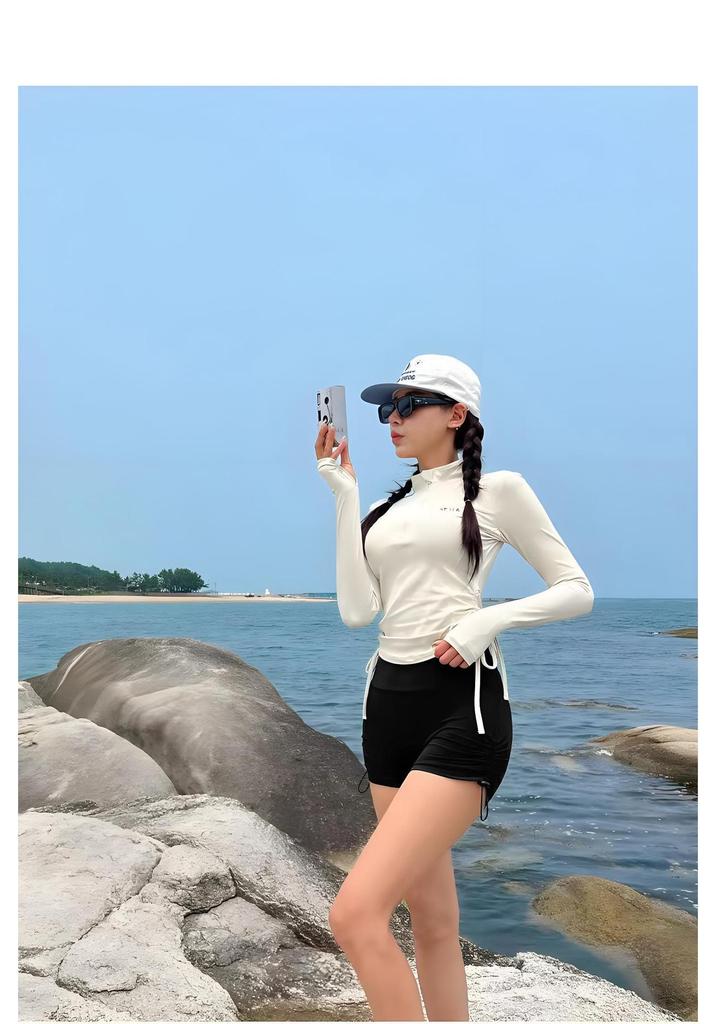 2025 Women's High-End Conservative Sports Swimsuit - Slimming & Sun Protective for Surfing