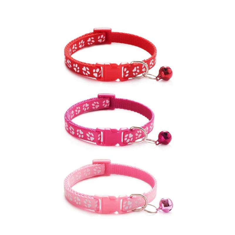 1/6/18pcs Pet Collar With Bell Footprints Colorful Dog, Dog, Cat Accessories Cat Collar Adjustable Bell Ring Necklace Pet