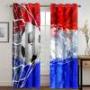 Red White Blue Flag Soccer Curtains Balls Football Design 3D Window Curtains for Living Room Window Treatment Drapes