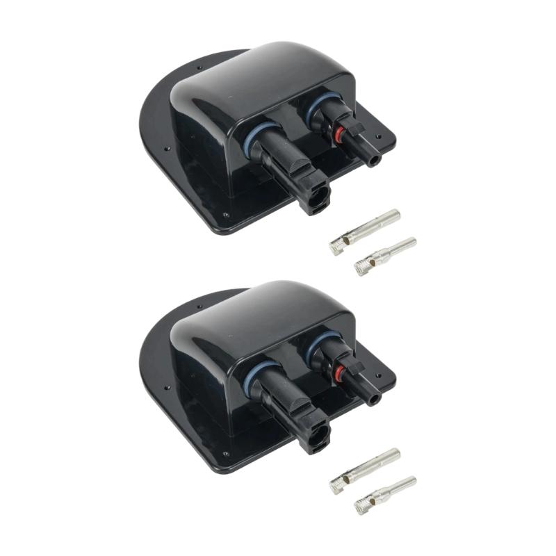 

Solar Panel Cable Entry Glands Sealing Box Quick Install Double Cable Entry Housing for Caravans Motorhome Boats чорний