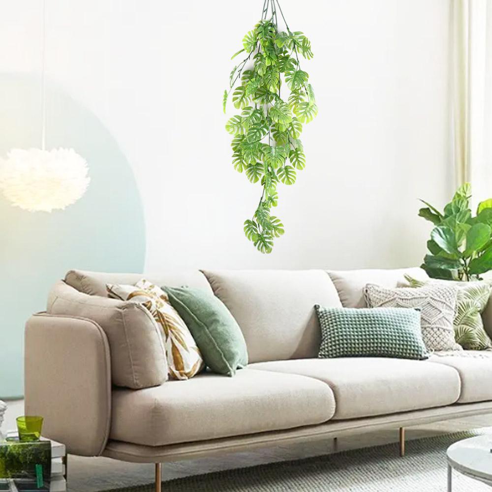 

Green Leaves Home Garden Wedding Party Artificial Plants Turtle Leaf Hanging Plants Fake Leaf