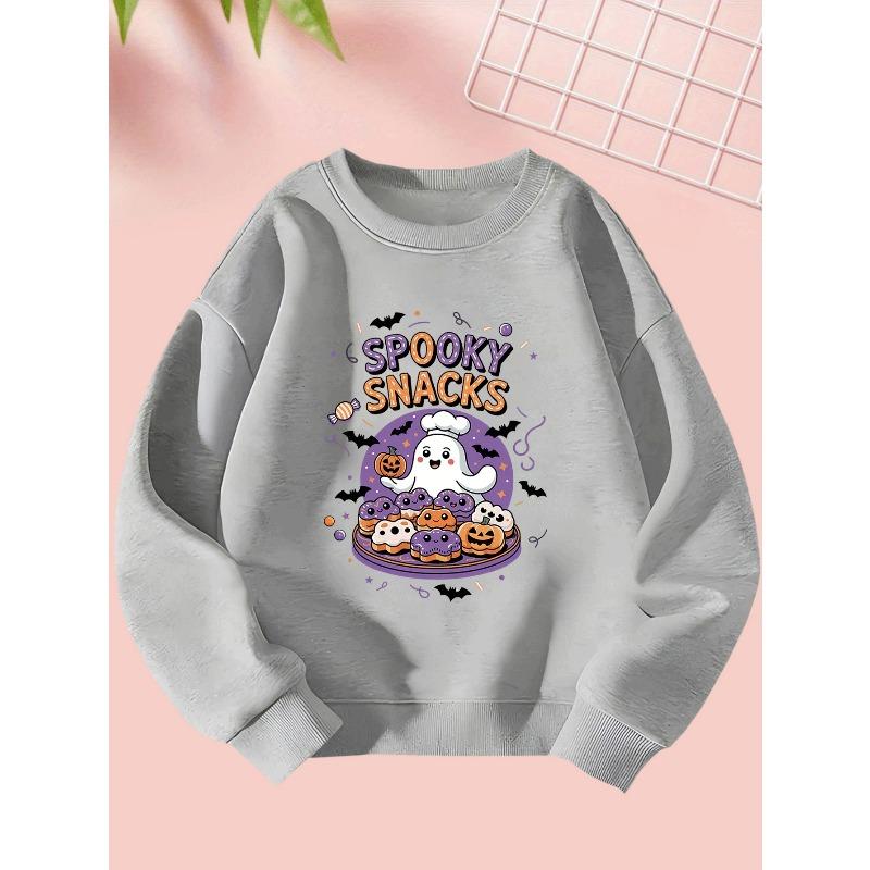 Halloween Cute Girl Creative Baking Print Sweatshirt - Autumn Winter Comfortable Long-Sleeve Round Neck