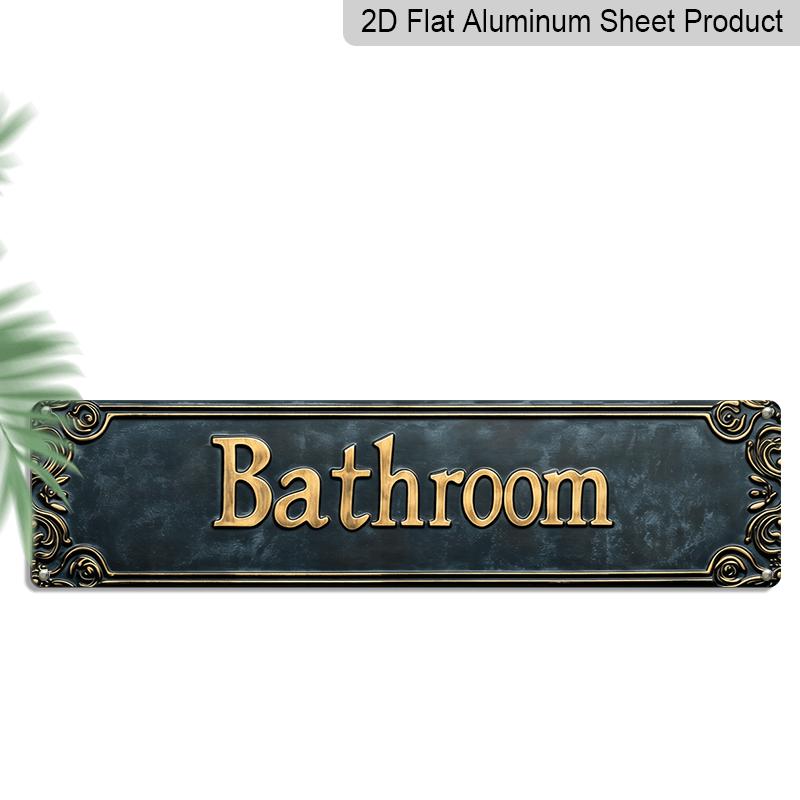 

2D Flat - 1pc Vintage Floral Bathroom Sign, 15.7×3.94inch Rustic Wall Decor, Elegant Aluminium Bathroom Plaque with Ornate Border, Ideal for Home 40cm x 10cm