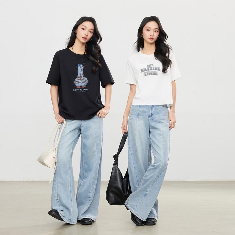 Elva' Island Summer Loose Straight Jeans