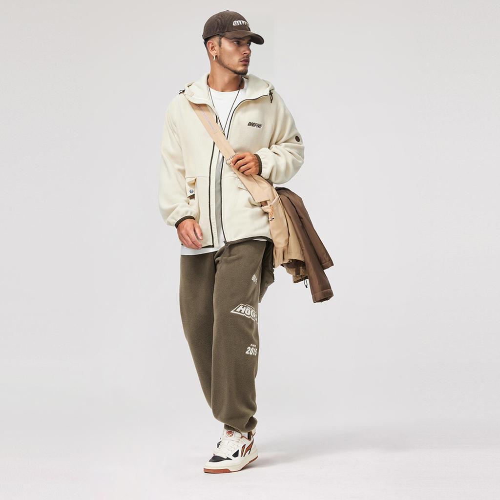 Li-Ning Anti-Five Series Loose Comfortable Warm Fleece Jacket Men Jacket Rock-White Gray AFDU499-1