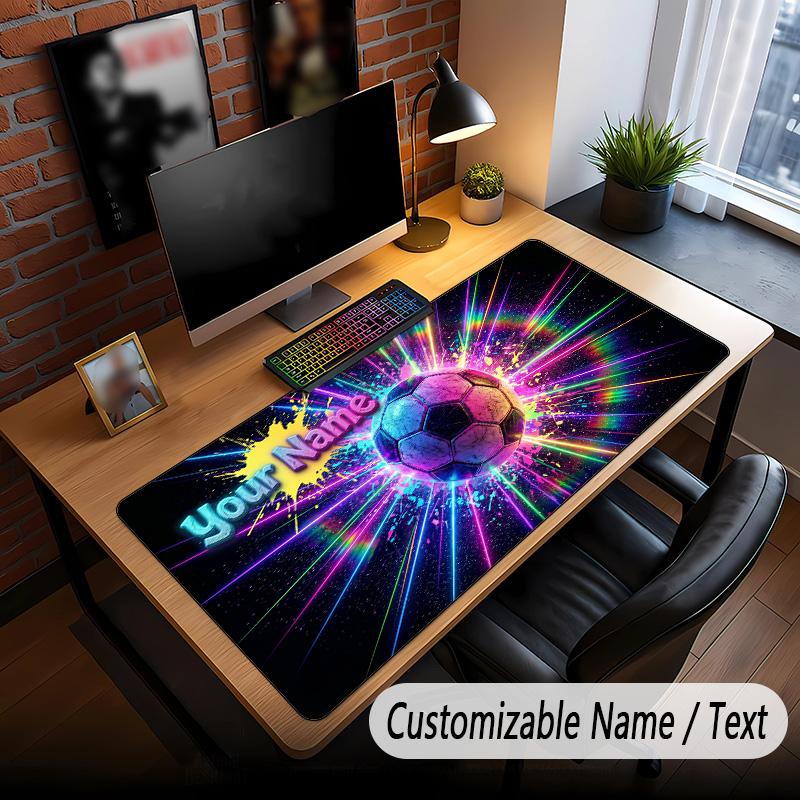 Soccer Theme Custom Mouse Pad Personalized With Name Text Customized Desk Mat For Office Home Decor