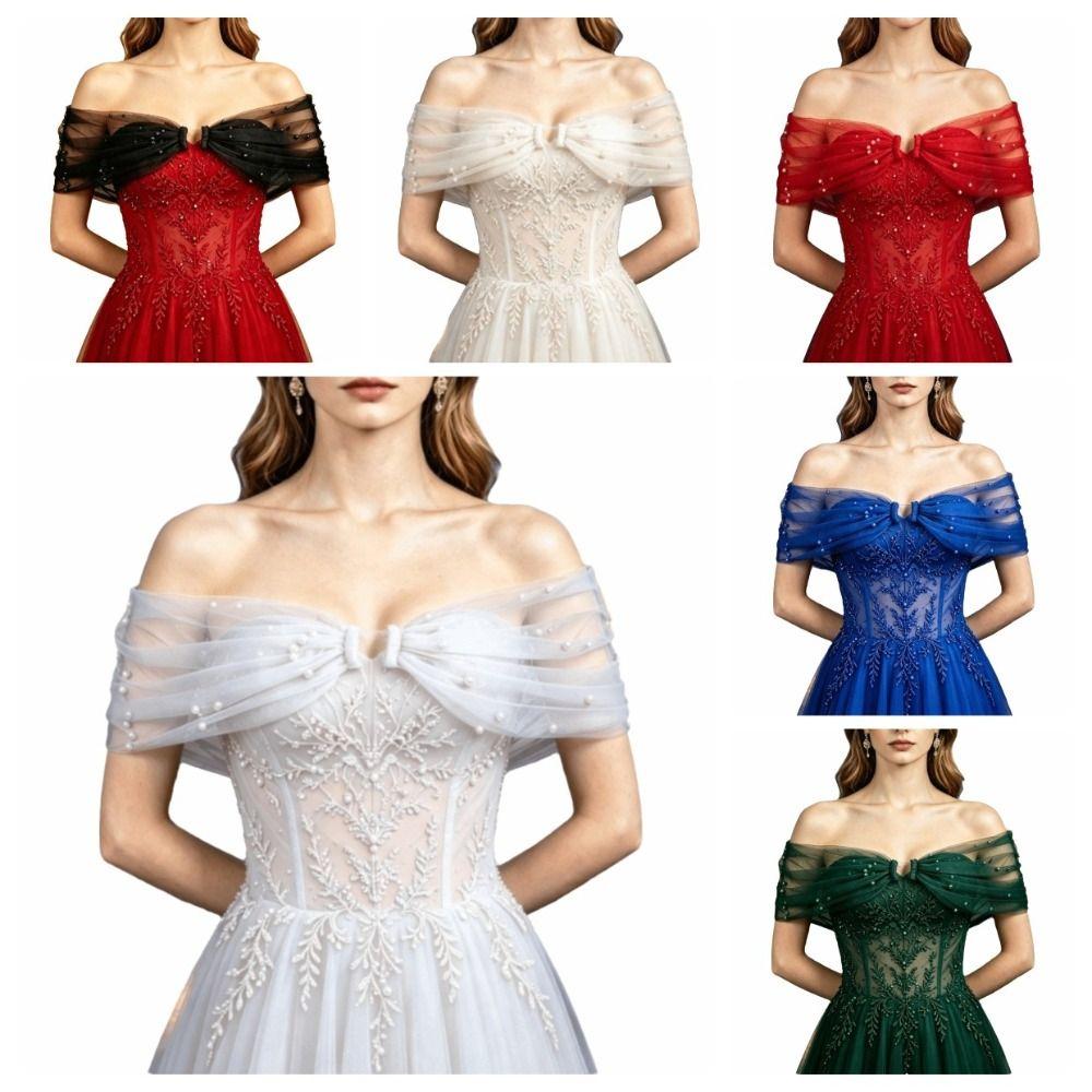 Multiple Colors Bridal Sleeves With Pearls Detachable Shoulder Straps  Wedding