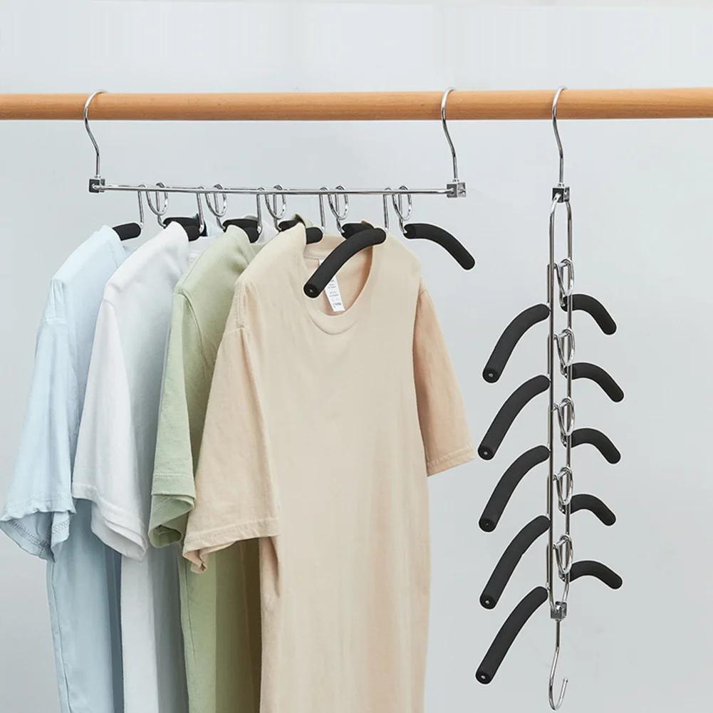 Metal Clothing Hangers, 5 Layers Anti Slip Padded Closet Organizer,Space Saving Magic Drying Rack, Heavy for Coat Suits Sweaters