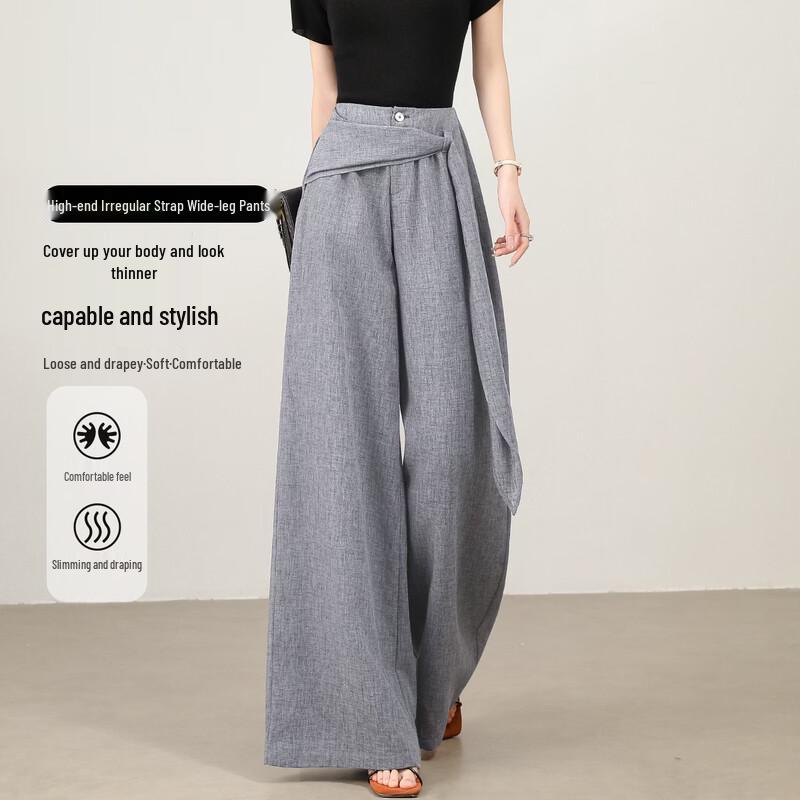 Demana Women s High-Waist Side-Tie Wide-Leg Casual Pants S